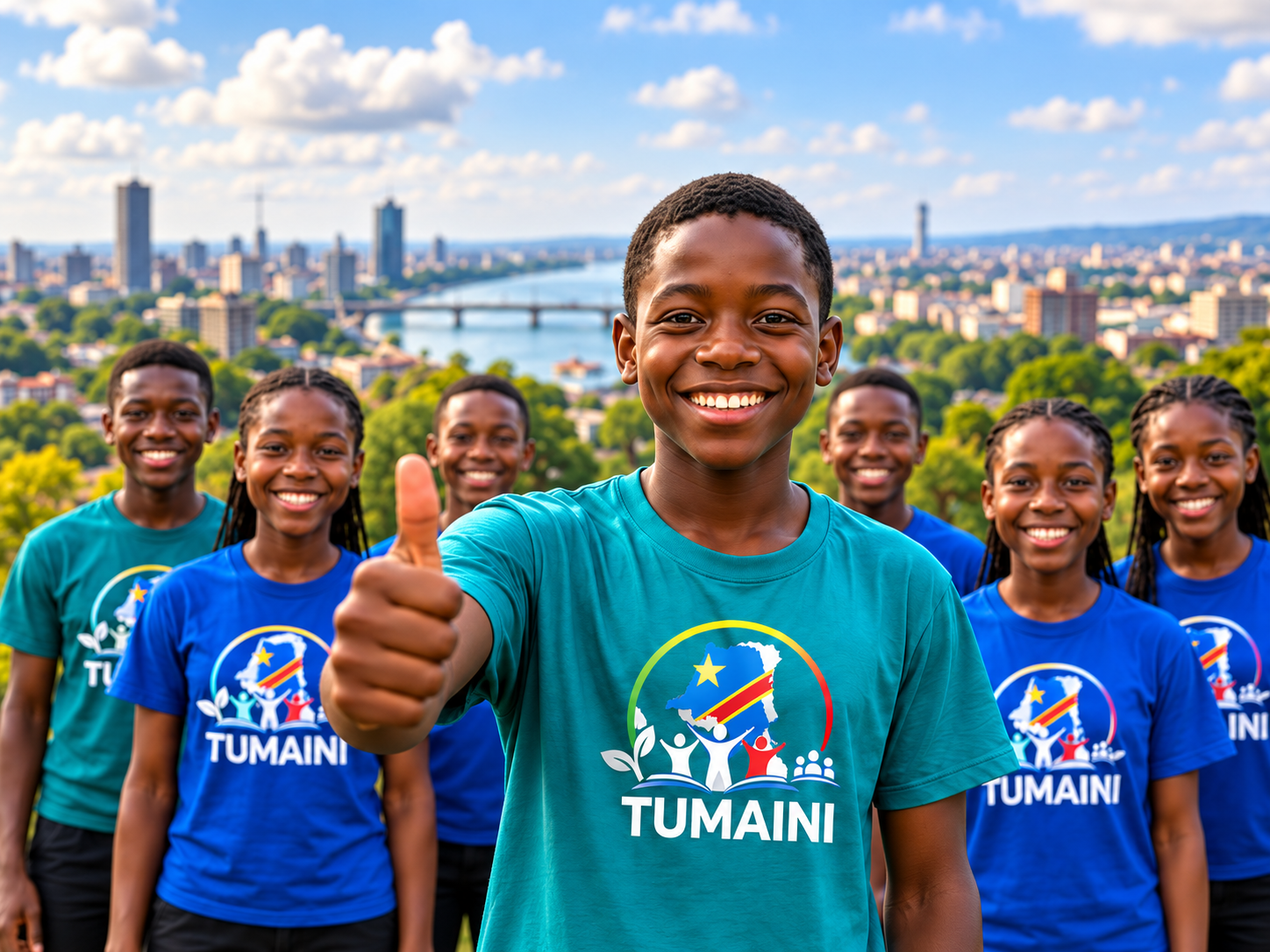 Illustration de jeunes portant les couleurs de TUMAINI